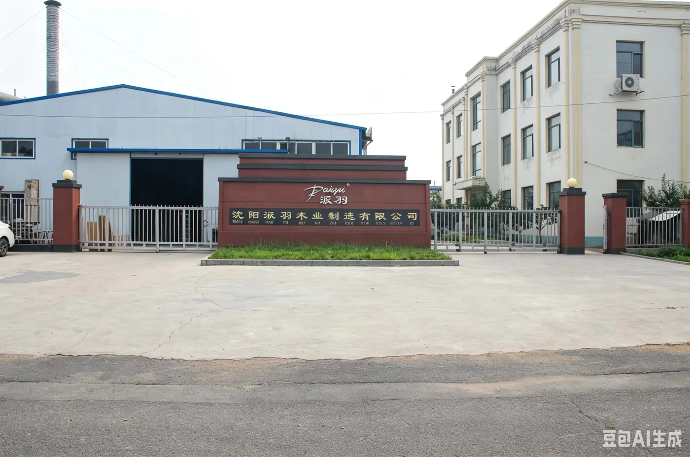 派羽木业工厂大门实景